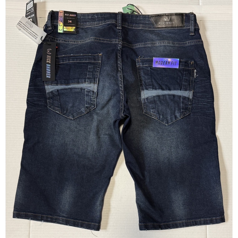 NICK DANGER - Men's Modern Fit Supreme Flex Denim Shorts - Size 34x13 -‎ NWT